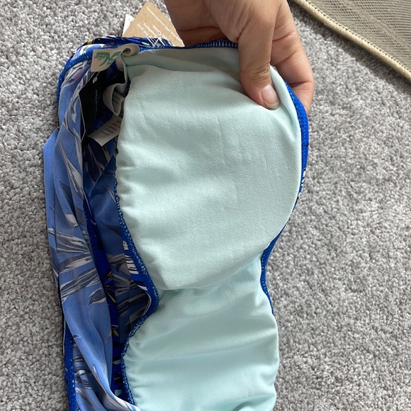 Hobie Swim off the shoulder Blue tropical print swim top bikini, size Medium - Picture 8 of 8